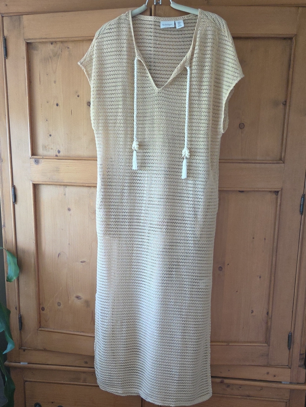 Haute Hippie Crochet Cover Up Maxi Dress Tan Size M - Picture 5 of 8